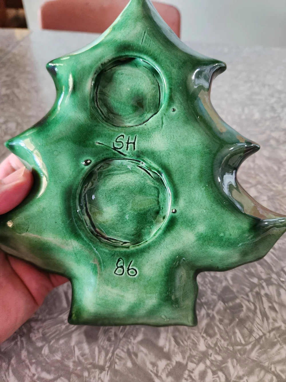 Green Holly Leaf Ceramic Holiday Dish